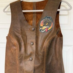 Dire Wolf Brown Leather Vest
